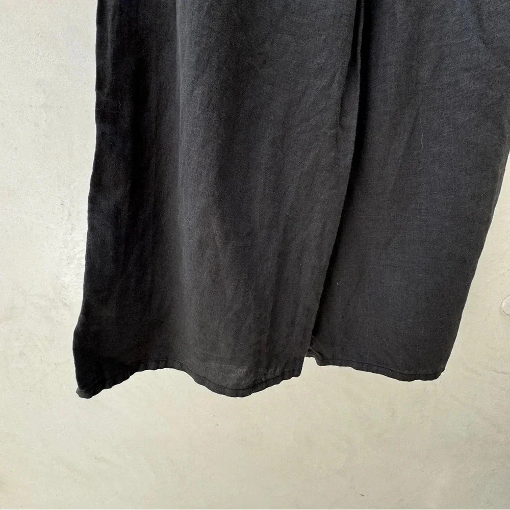 H HALSTON Black Wide Leg Linen Pants Size S Minimalist Resort Drawstring - Picture 15 of 15
